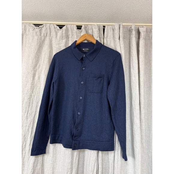 Dunmore Other - Dunmore Mens Navy Blue 100% Merino Wool Button Front Cardigan Sweater Comfort